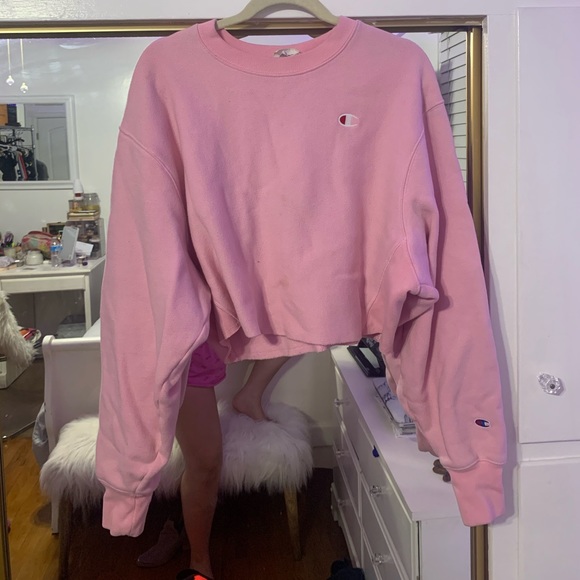 Pink Champion Reverse Weave Cropped Crewneck - Picture 2 of 5